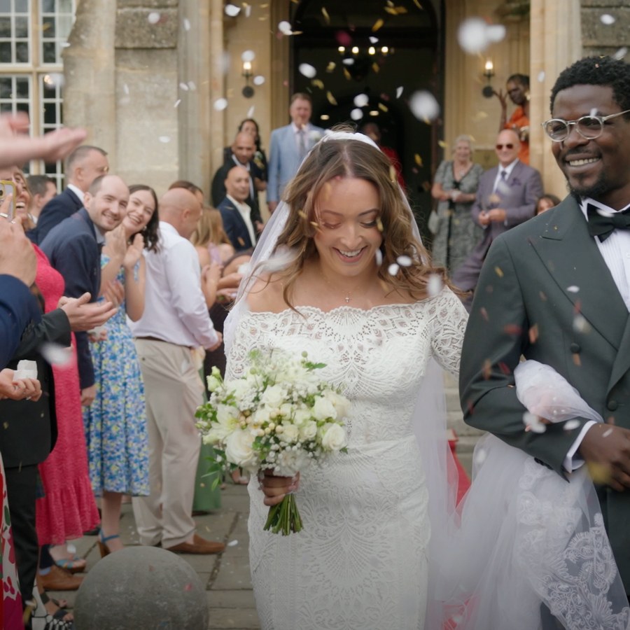 Confetti exit captured in a natural wedding film by Steer Media